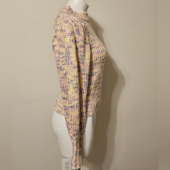 All in Favor Pink and Yellow Cowl Neck Sweater with Chunky Knit - Picture 5 of 10